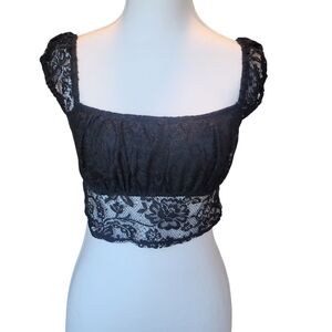 Beverly & Beck Black Lace Milkmaid Crop Top